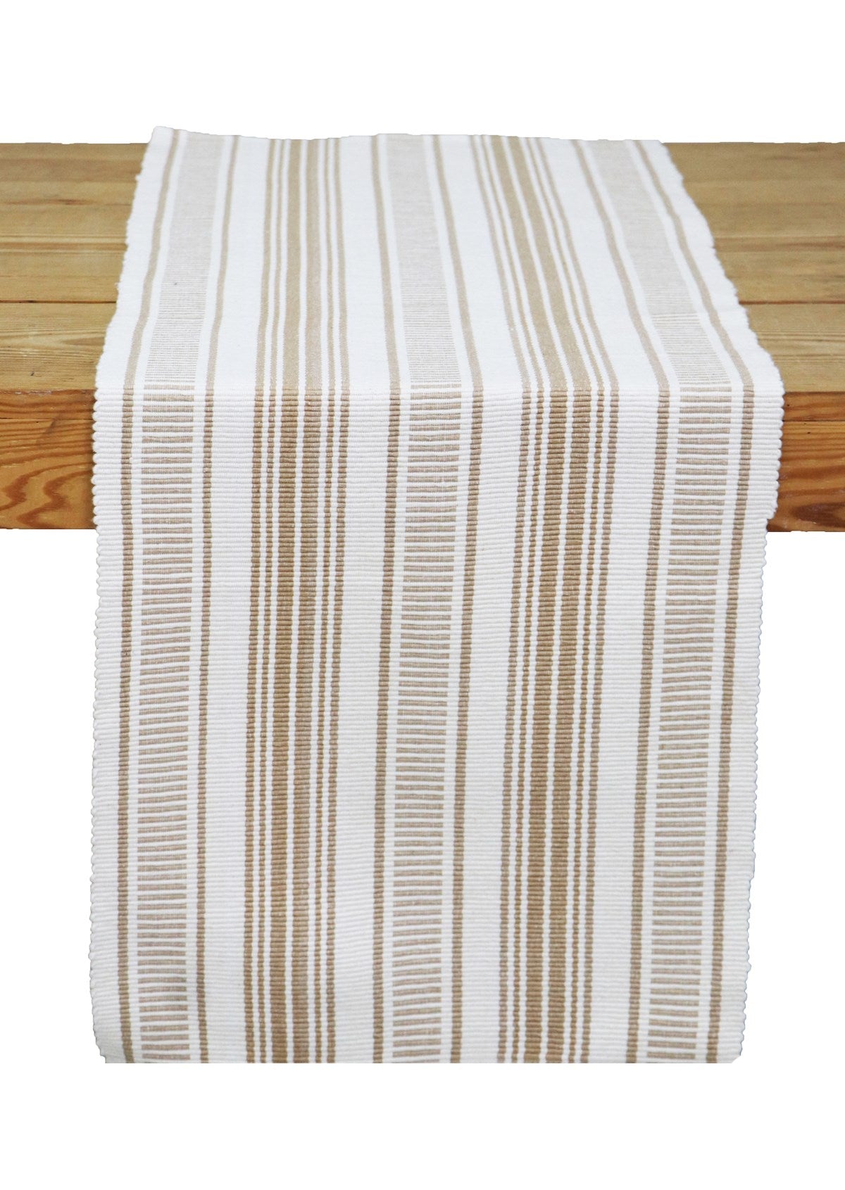 Chemin de table Sable et blanc