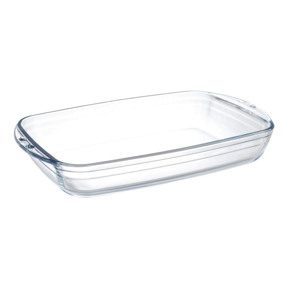 Plat de cuisson en verre réversible 35 x 22 cm