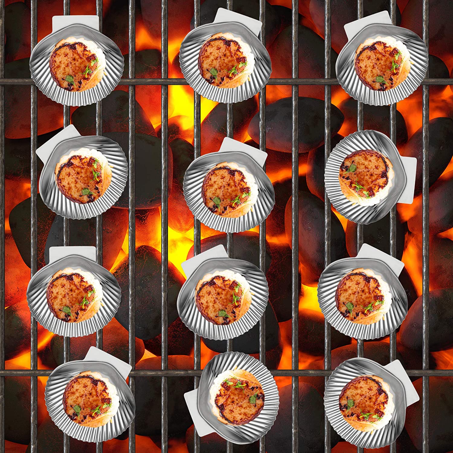 Ensemble de 12 coquilles pour le grill en inox