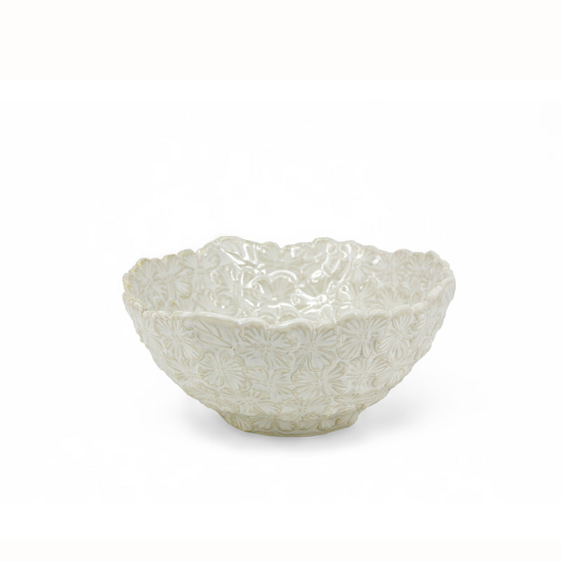 Small textured bouquet bowl White 12cm - BIA