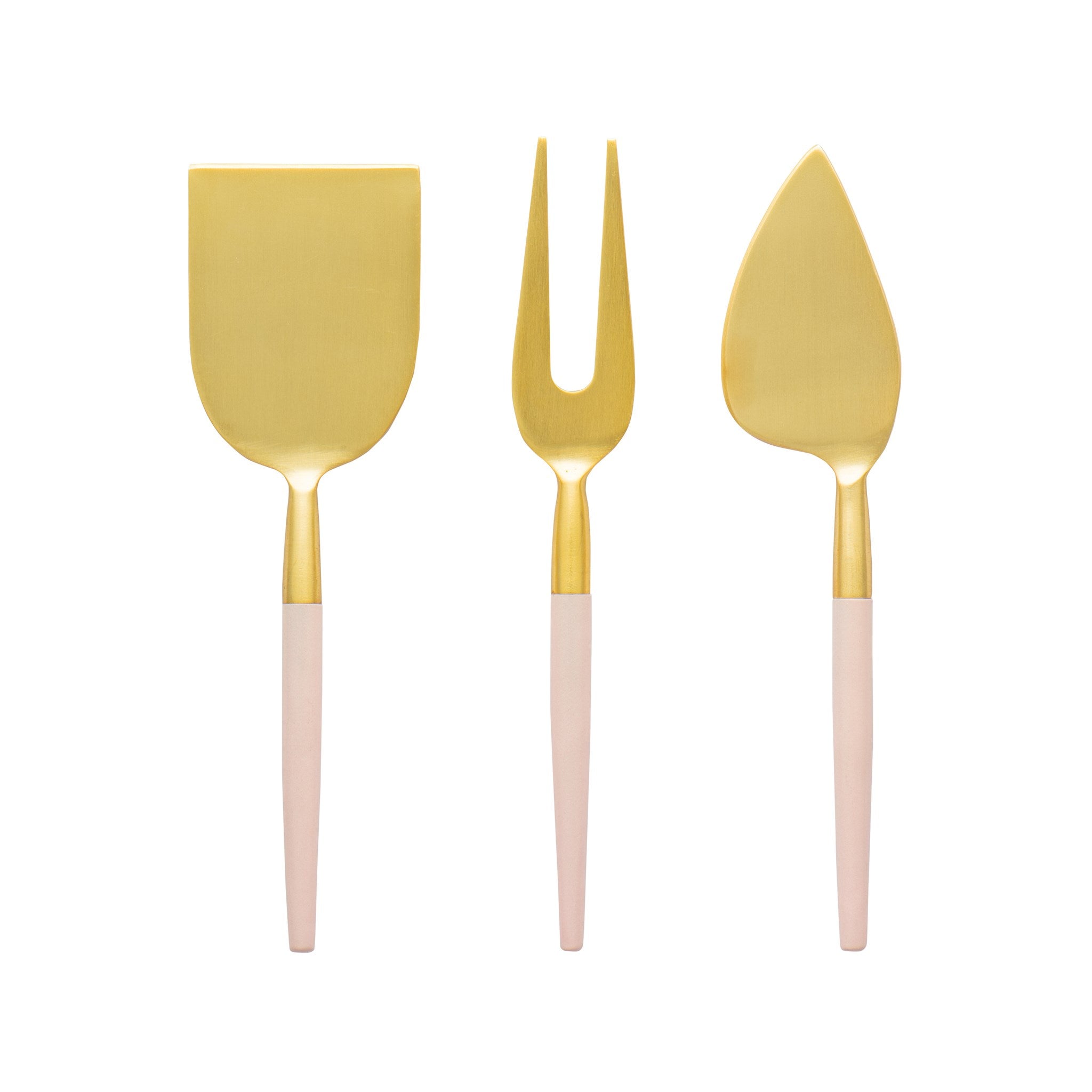 Ensemble de 3 ustensiles à fromage rosé et or