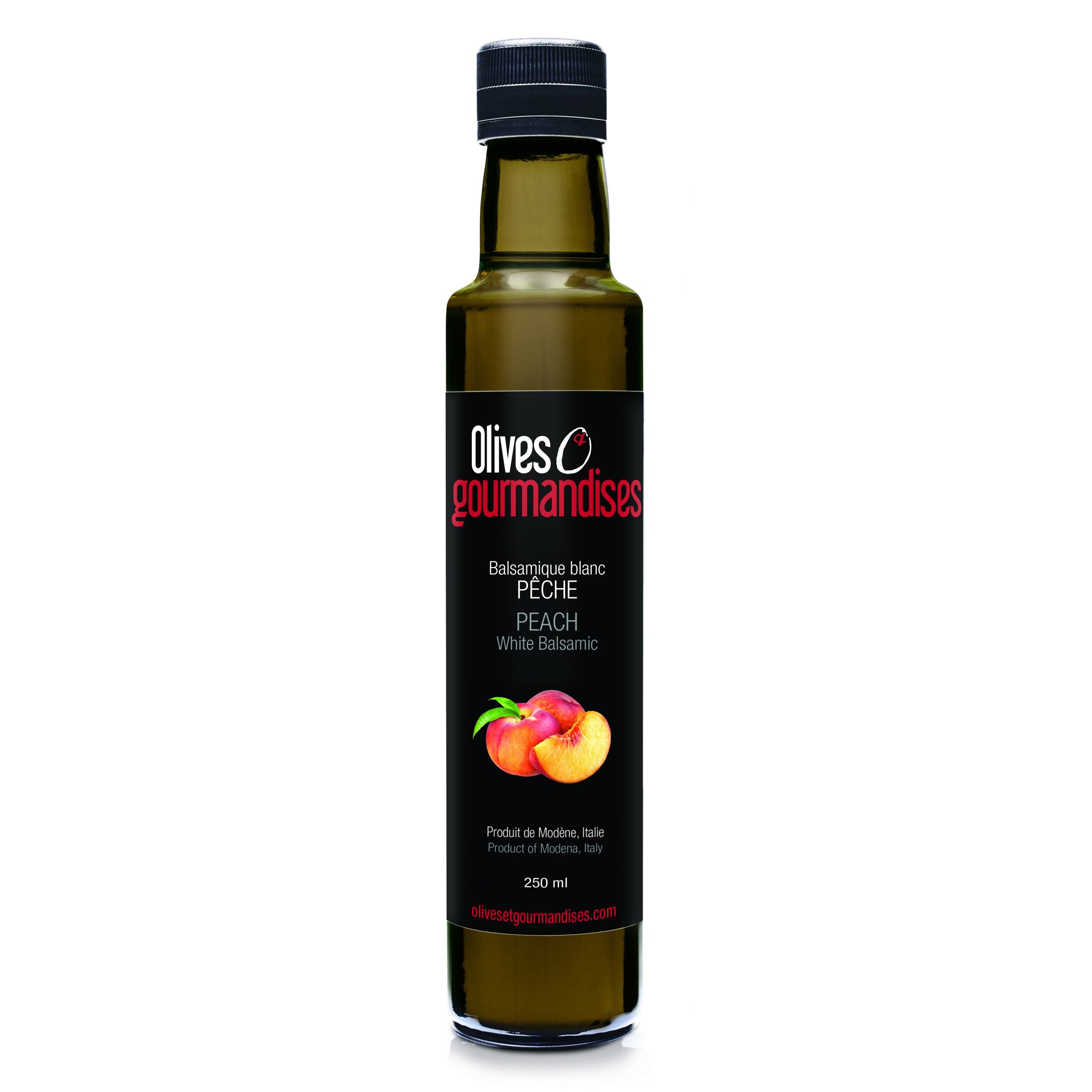 Vinaigre balsamique blanc à la pêche 250ml - Olives & Gourmandises