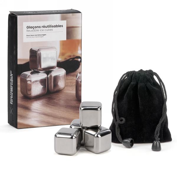 Ensemble de 4 glaçons en acier inoxydable