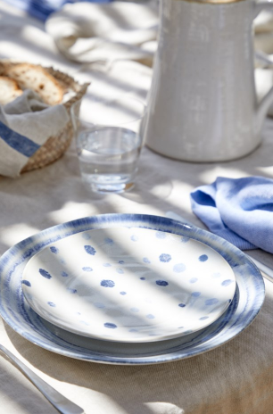 Assiette à salade en grès picoté Bleu 21 cm