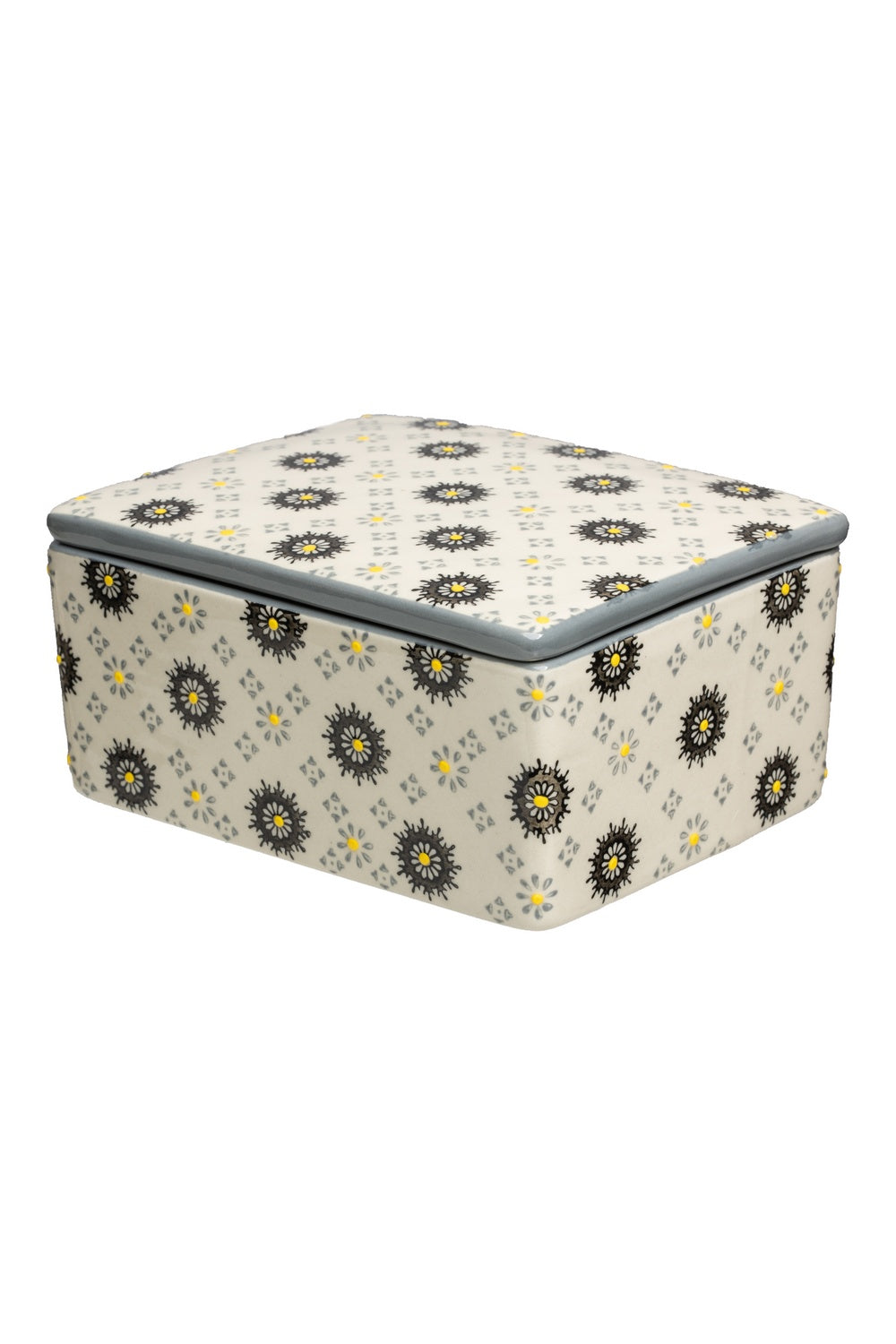 Beurrier en grès 12,5 x 10 x 6 cm Jaune