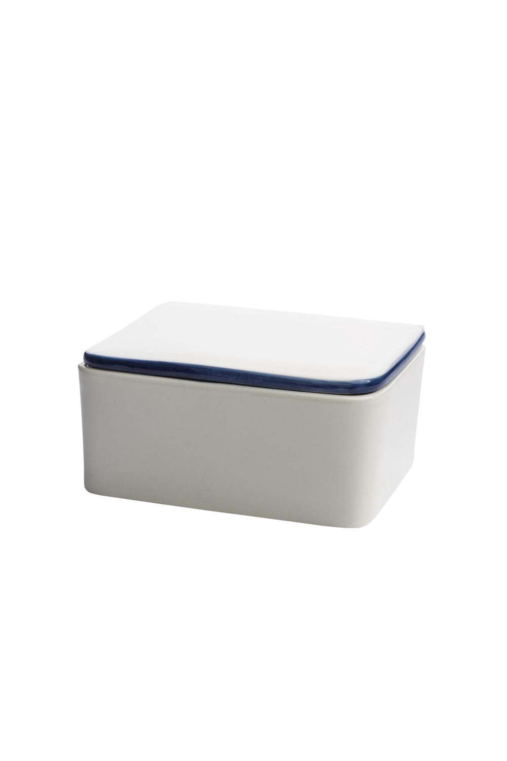 Beurrier en porcelaine classique Blanc et bleu