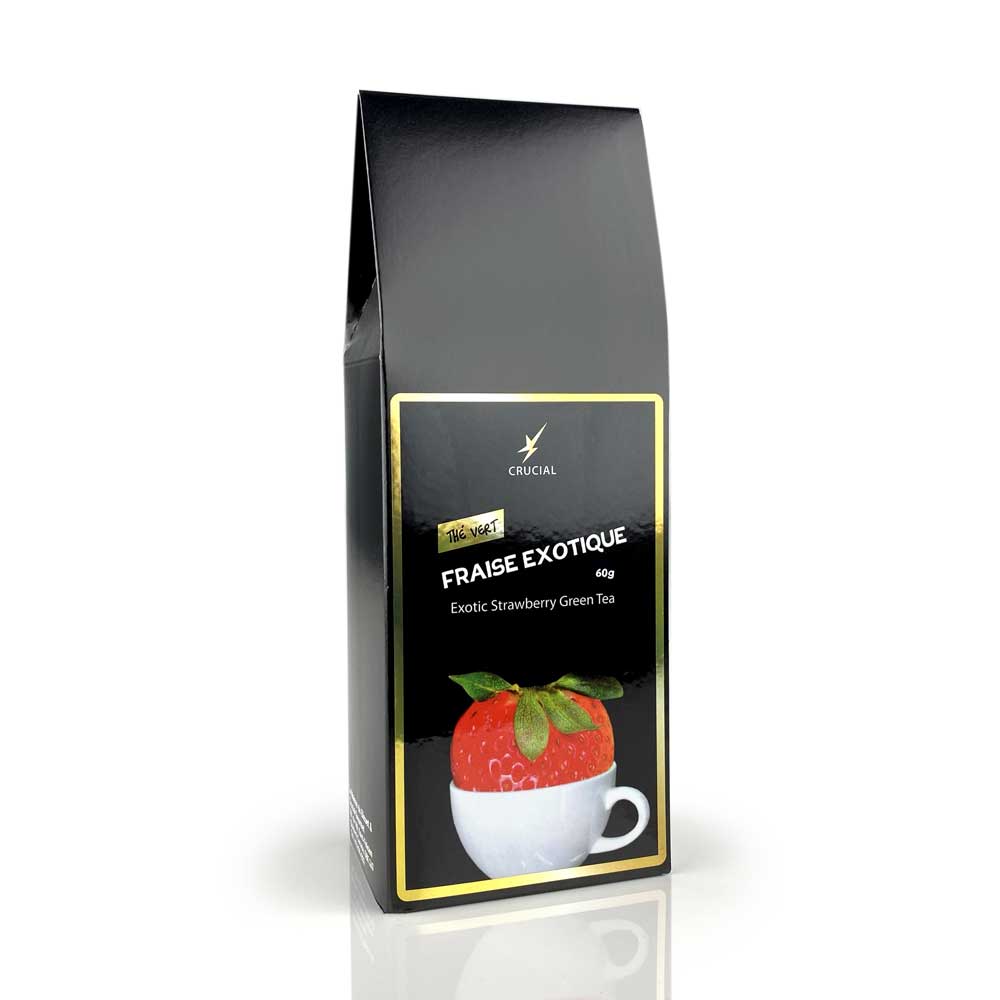 Thé vert fraise exotique 60g - La maison du bleuet