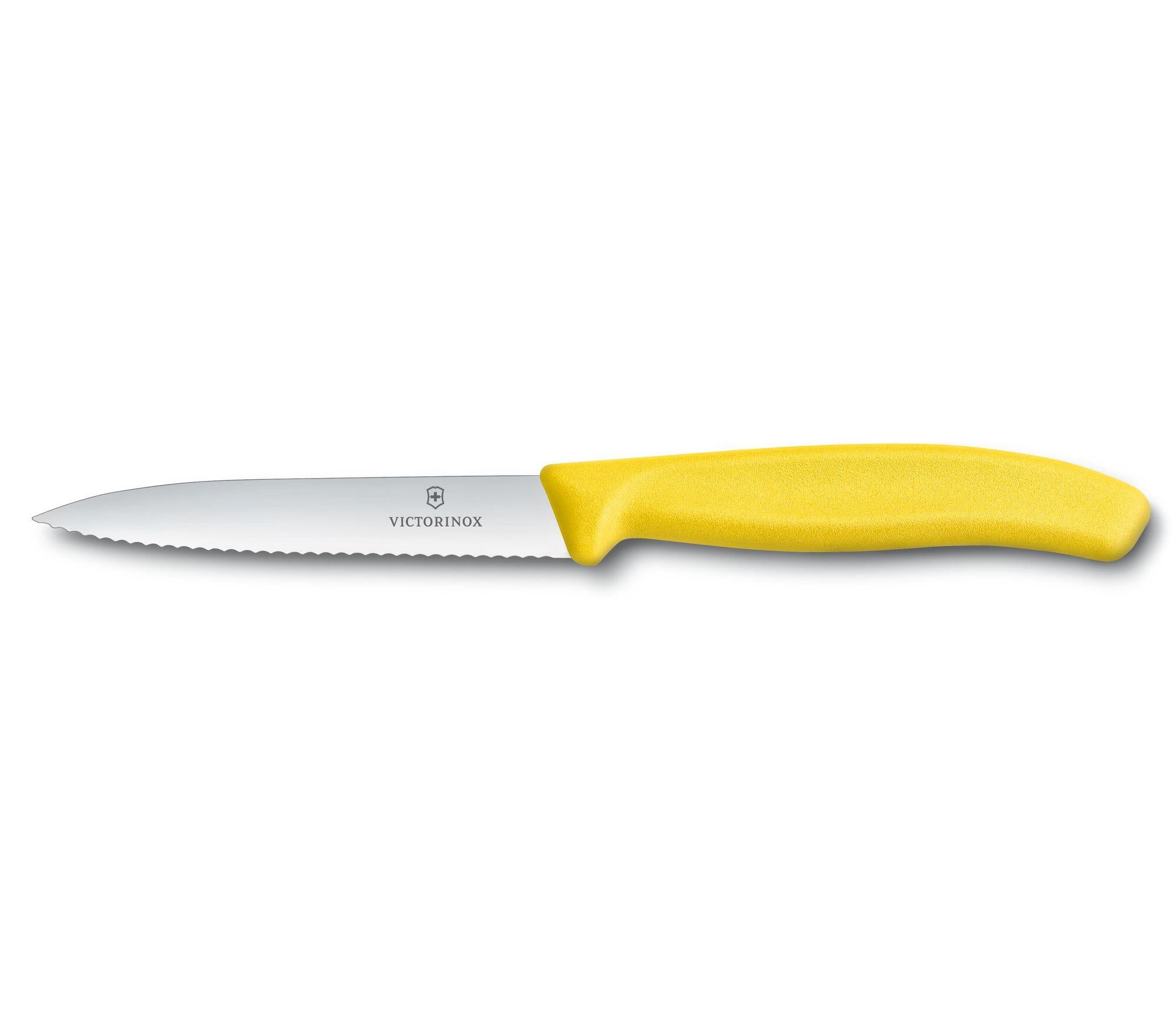 Couteau d'office ondulé jaune 4" - Victorinox