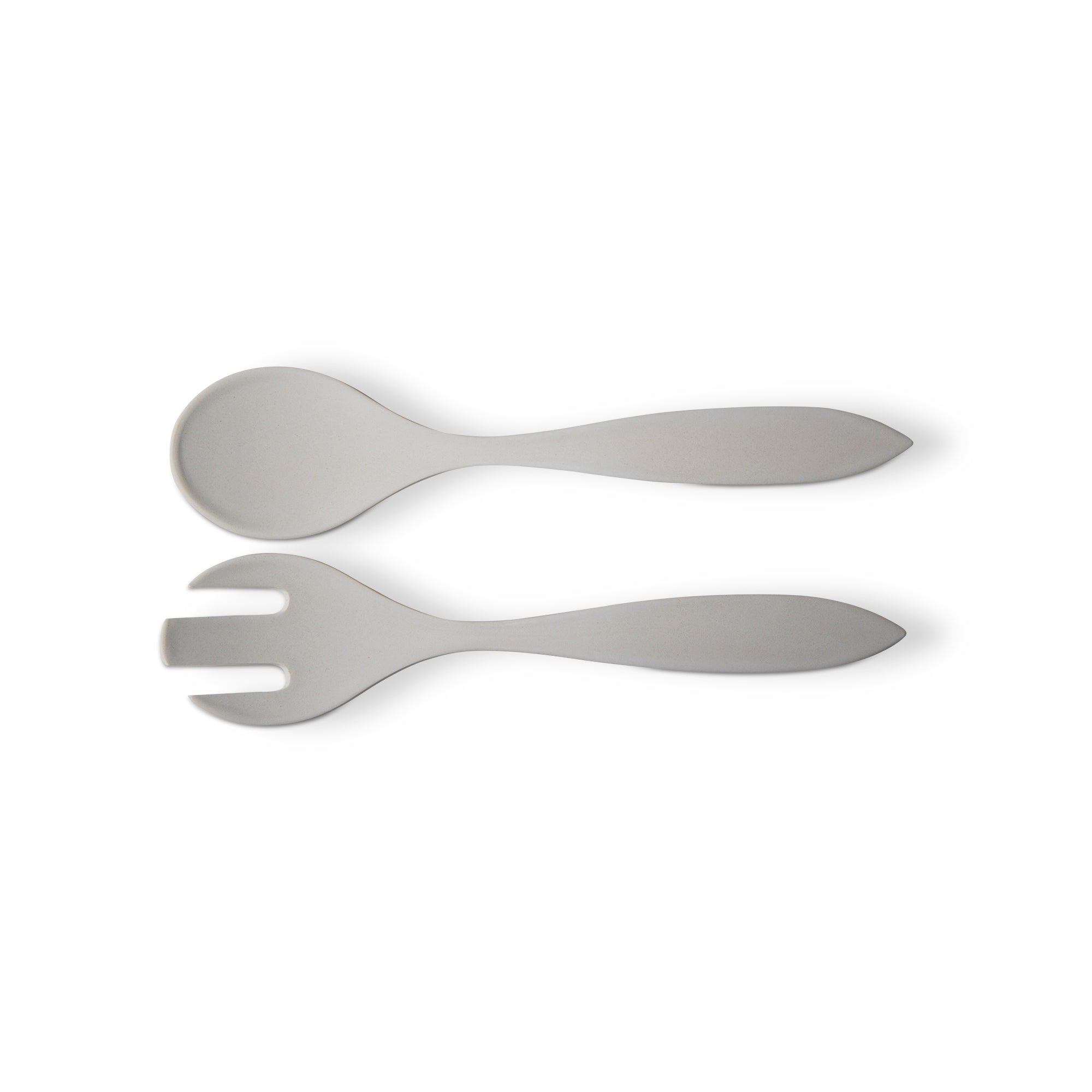 Set of 2 light gray bamboo fiber salad utensils