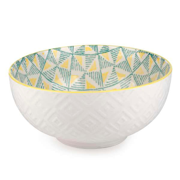 Yellow Pattern Bowl 8in