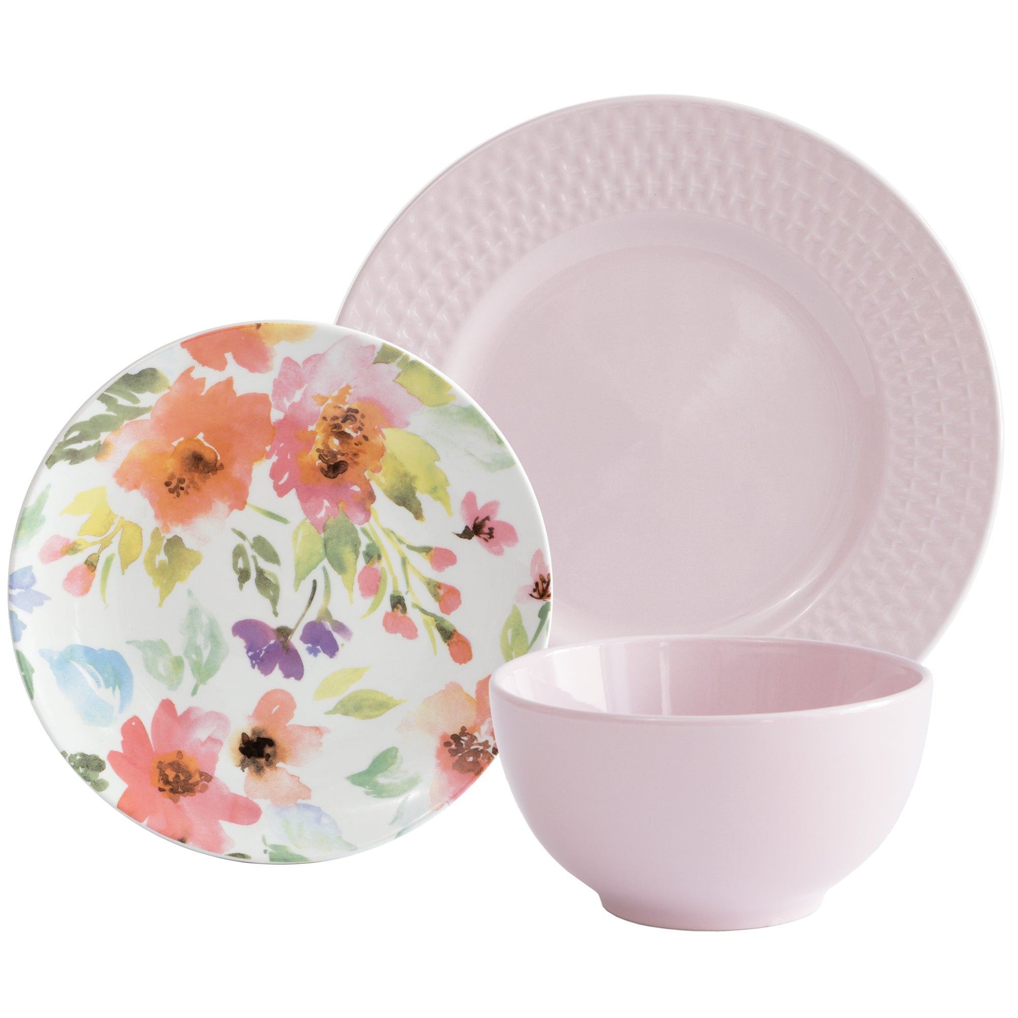 Ensemble de vaisselle Rose et florale 12 pièces