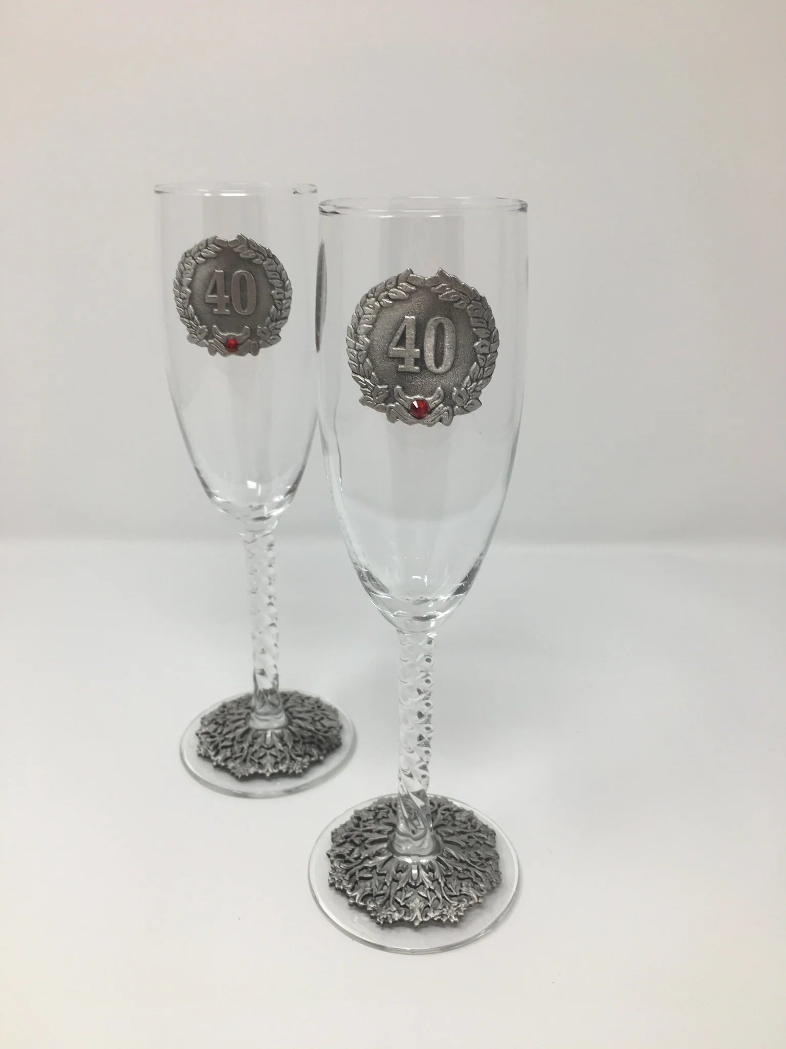 Ensemble de 2 flûtes à champagne 40e anniversaire Argent