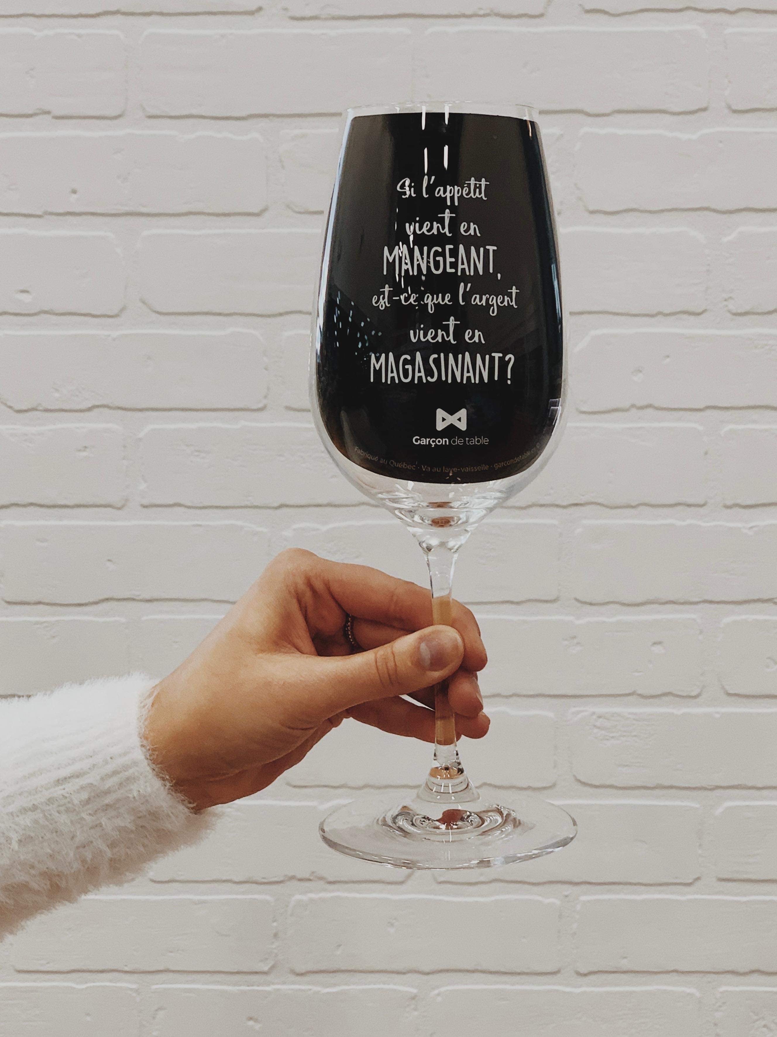 Coupe à vin "Si l'appétit vient en mangeant ..." 570ml