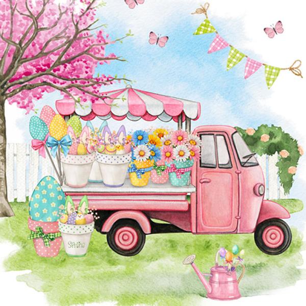 Ensemble de 20 napkins Camion rose