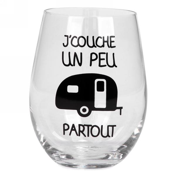 Verre à vin "J'couche un peu partout"