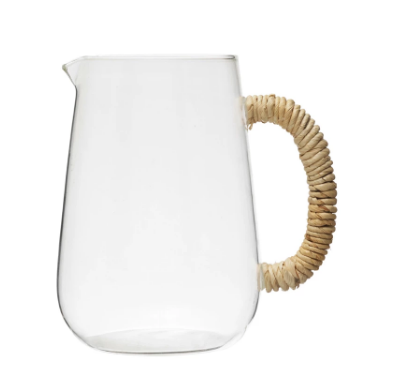 Pichet en verre poignée en rotin 48oz