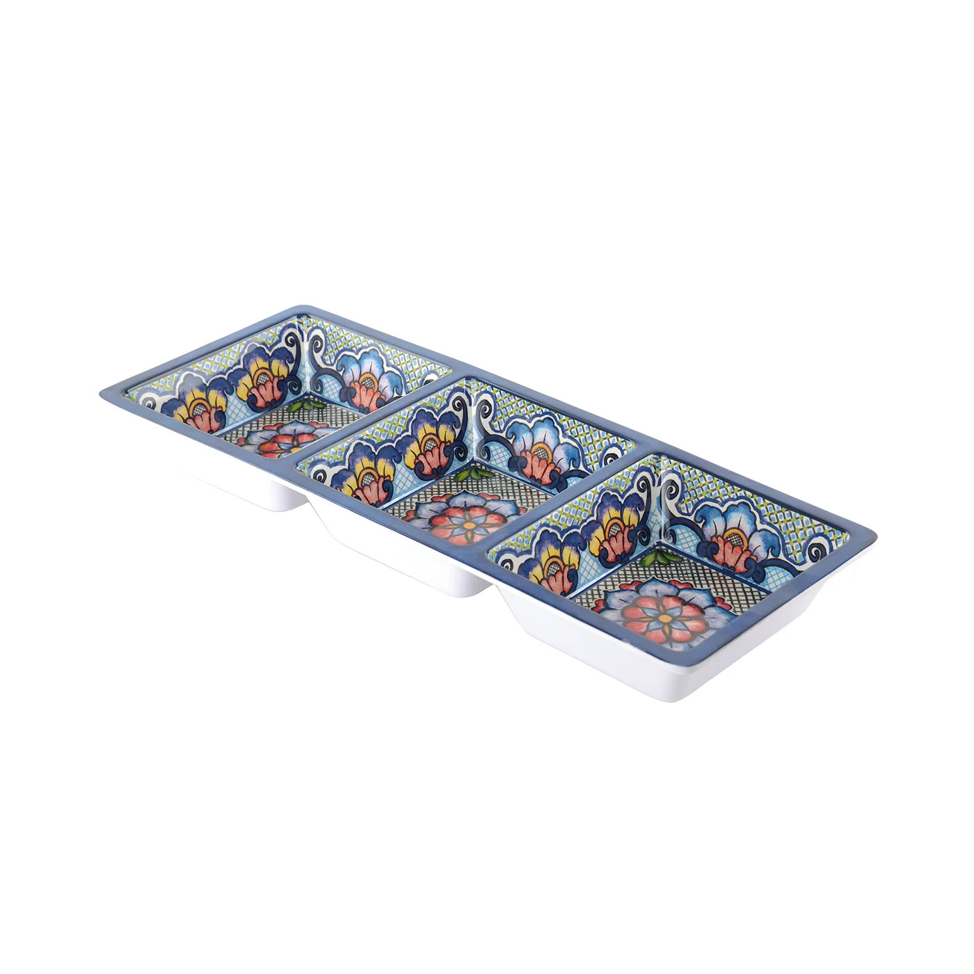 Plateau de service à 3 sections Bleu