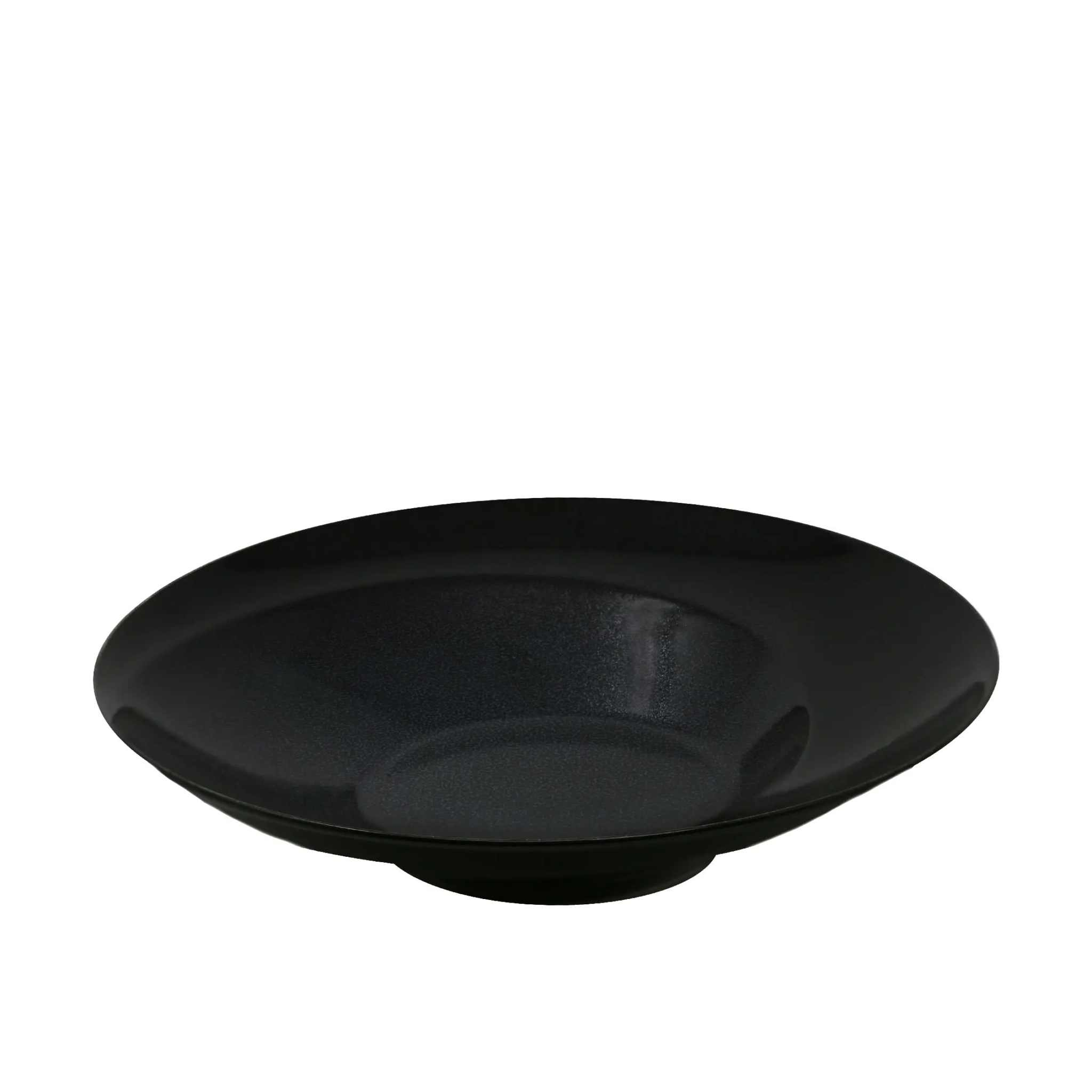 Assiette Spirale Moon 12 po en porcelaine fine noire d'Égypte