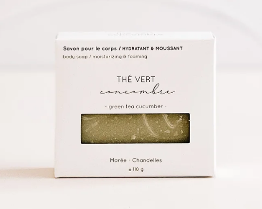 Green Tea and Cucumber Body Soap Bar 115g - Marée Candles