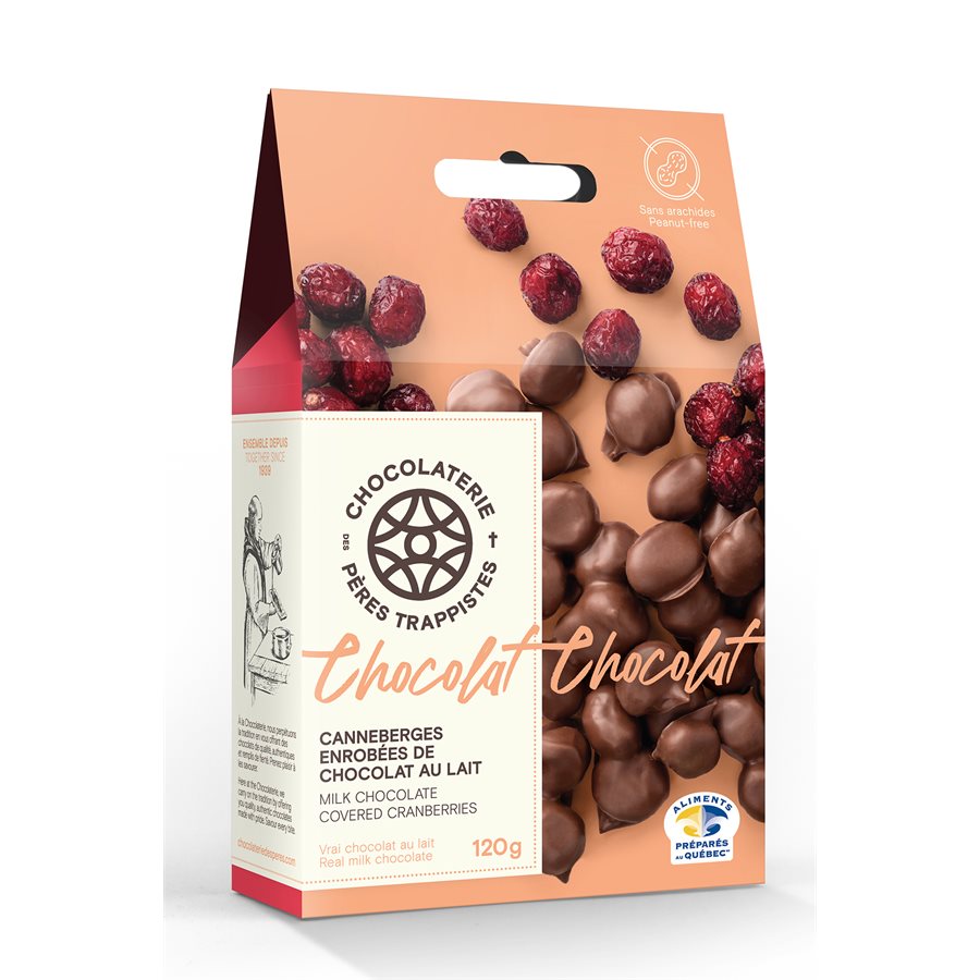 Canneberges enrobées de chocolat au lait  120g - Pères Trappistes
