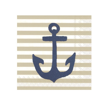 Ensemble de 20 serviettes de table en papier Ancre de bateau