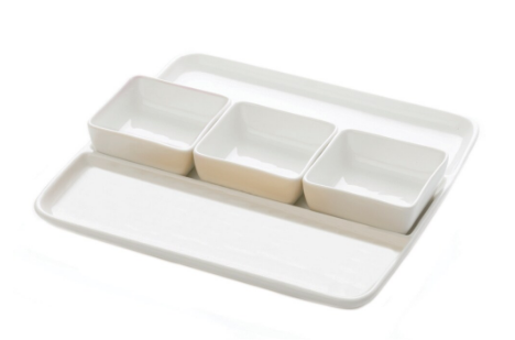 Ensemble de service en porcelaine Blanc 4 pièces