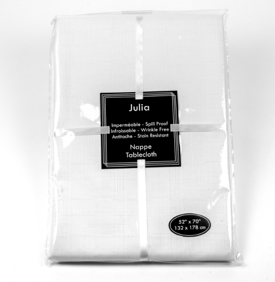 Nappe rectangulaire blanche Julia 52 x 70 po
