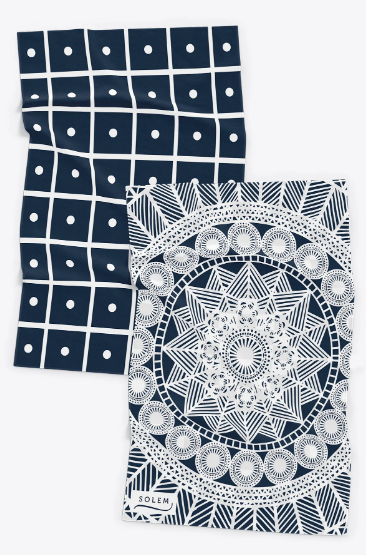 Ensemble de 2 linges à vaisselle les Raffinés Bleu marin - Solem