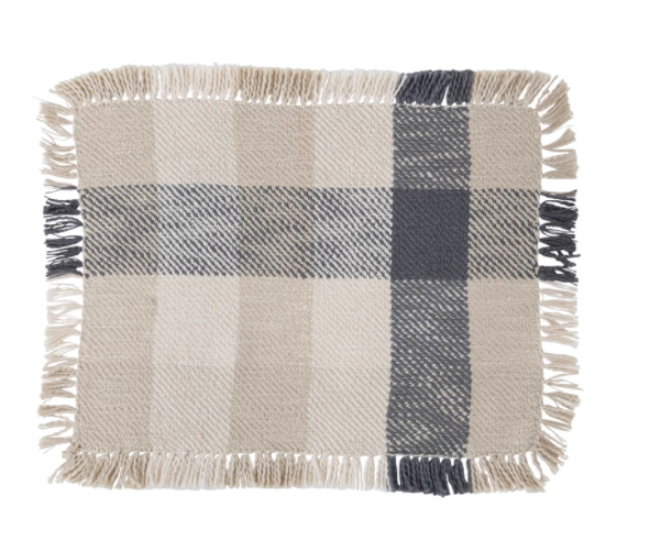 Napperon en tissu avec franges 19x13po Gris