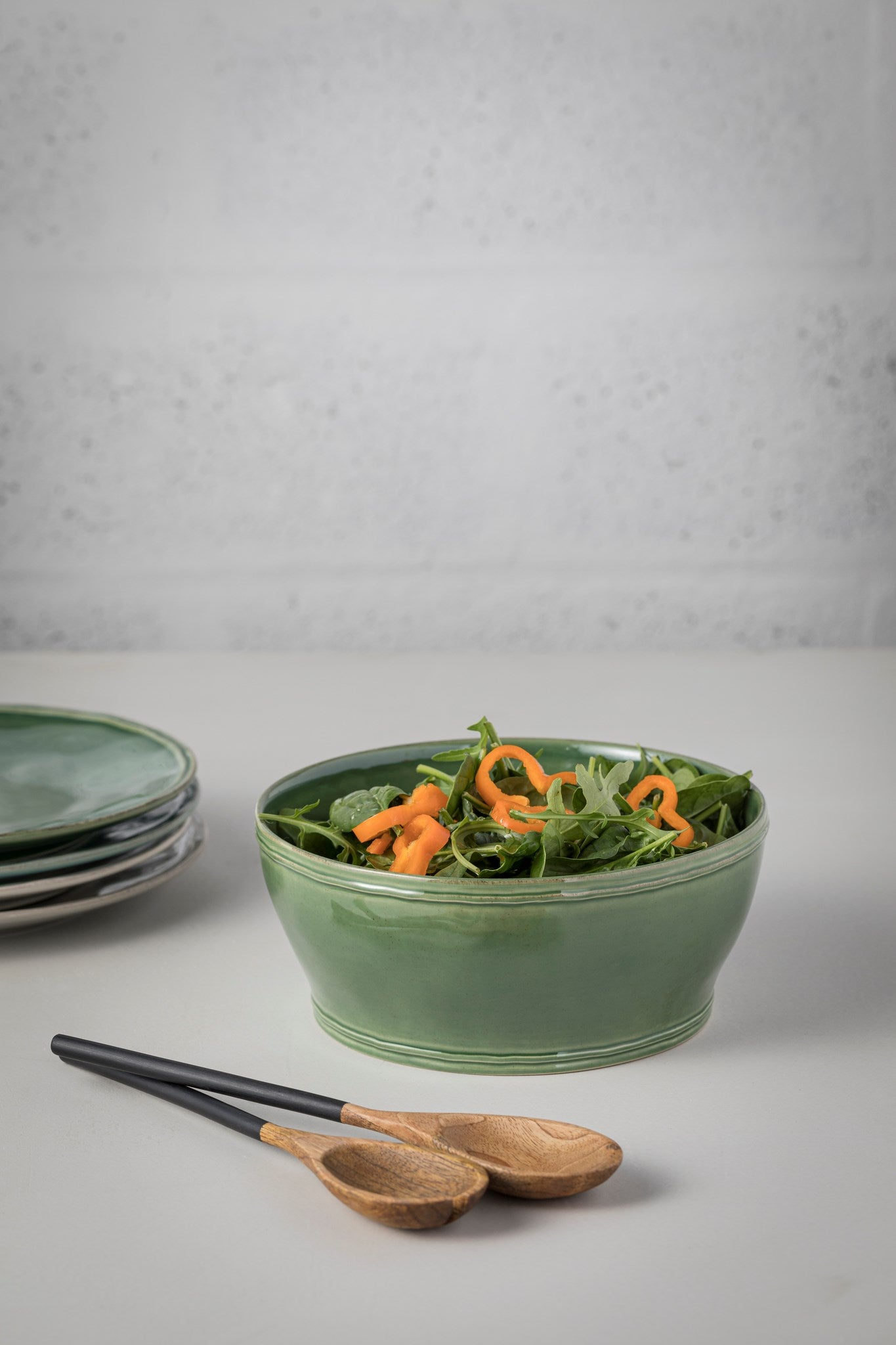 Bol de service en grès vert Fontana 24cm