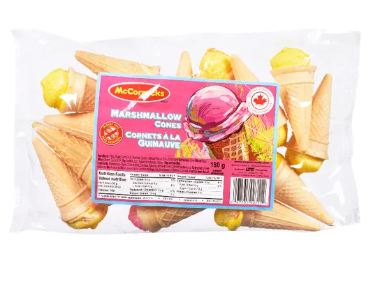 Bag of multi-colored marshmallow cones 165g
