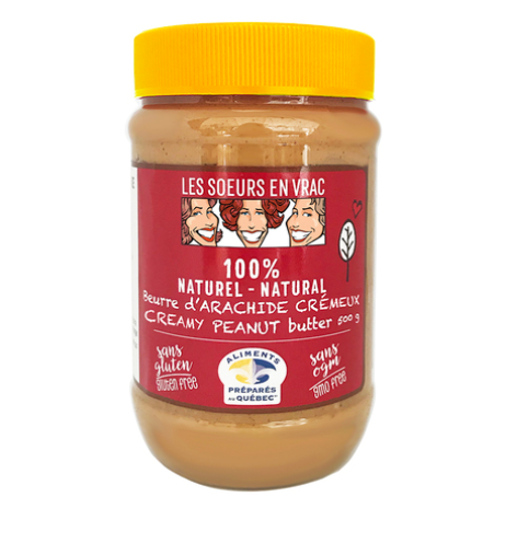 Beurre d'arachide crémeux 100% naturel 500 g - Les Soeurs en vrac