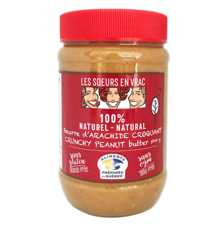Beurre d'arachide croquant 100% naturel 500 g - Les Soeurs en vrac