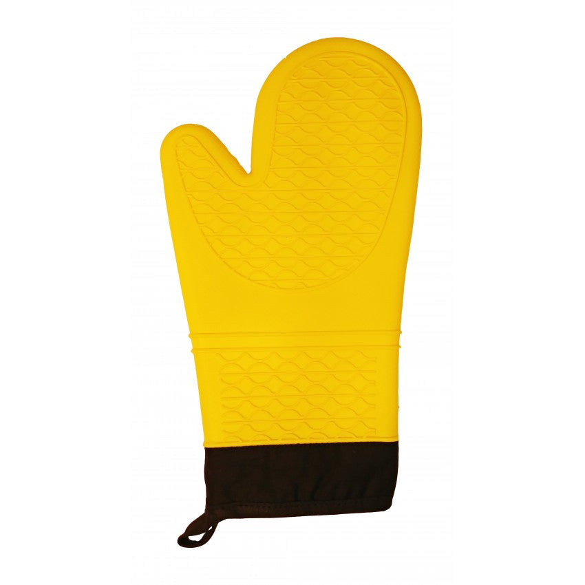 Yellow silicone oven mitt