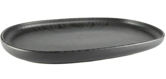Assiette ovale de présentation Uno Marquina Gris 33cm