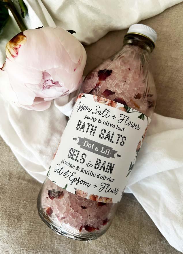 Sel de bain Pivoine & feuille d'olivier 470 g - Dot & Lil