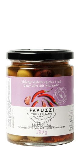 Spicy Garlic Olive Mix 280g - Favuzzi