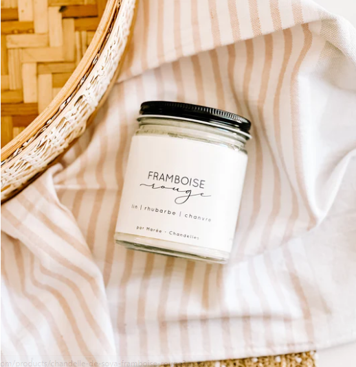 Chandelle de soya Framboise rouge 270 ml - Marée Chandelles