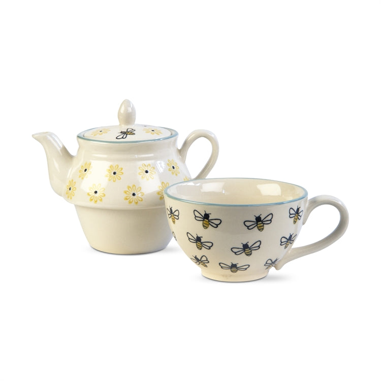 Ensemble théière et tasse motif abeille 16oz