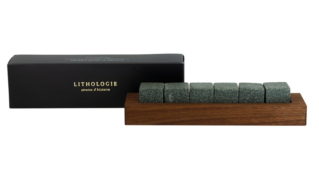Set of 6 Green Gabbro Whiskey Stones - Lithology