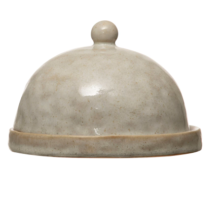 Beurrier rond en grès avec glaçure