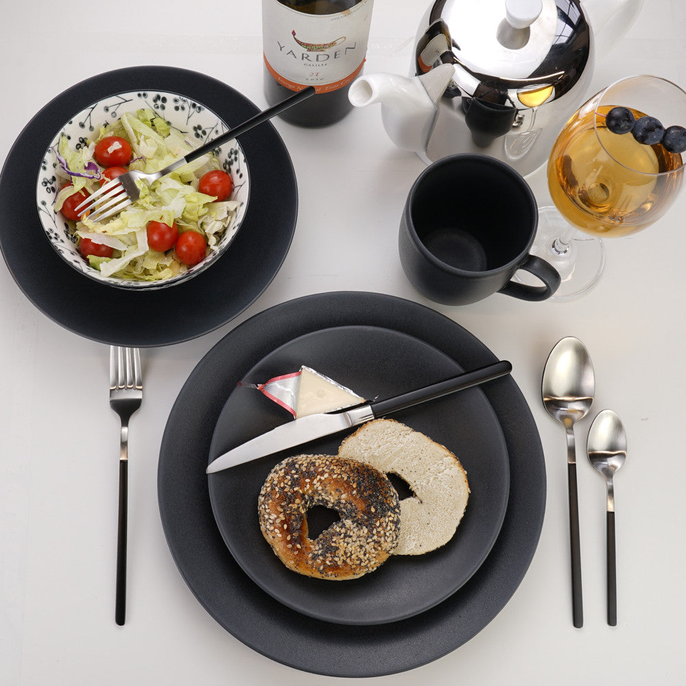 12-piece Granito black dinnerware set