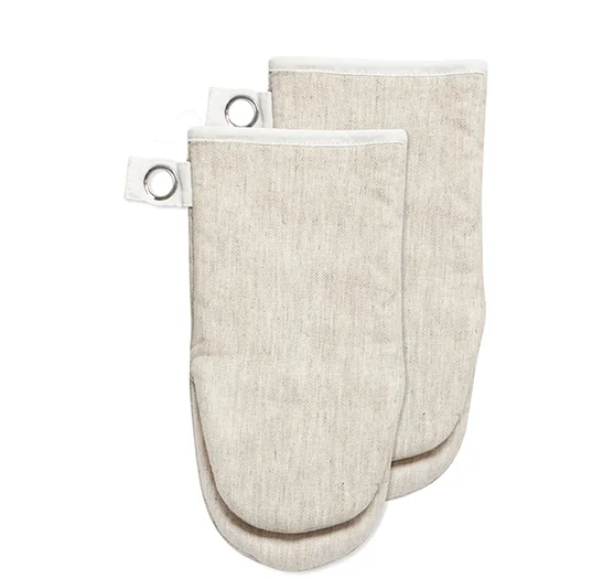 Set of 2 Grey Linen Oven Mitts