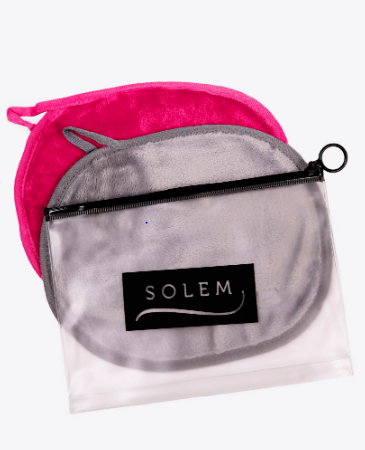Ensemble de 2 lingettes démaquillantes Rose et gris - Solem
