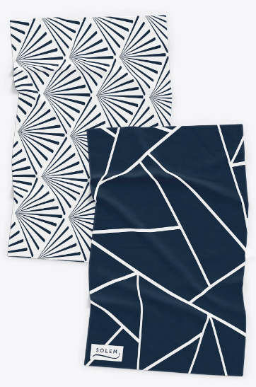 Ensemble de 2 linges à vaisselle les Raffinés Bleu marin - Solem