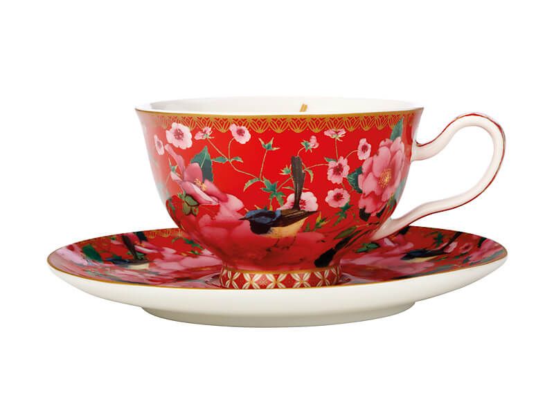 Tasse avec soucoupe Silk road Rouge cerise 200ml