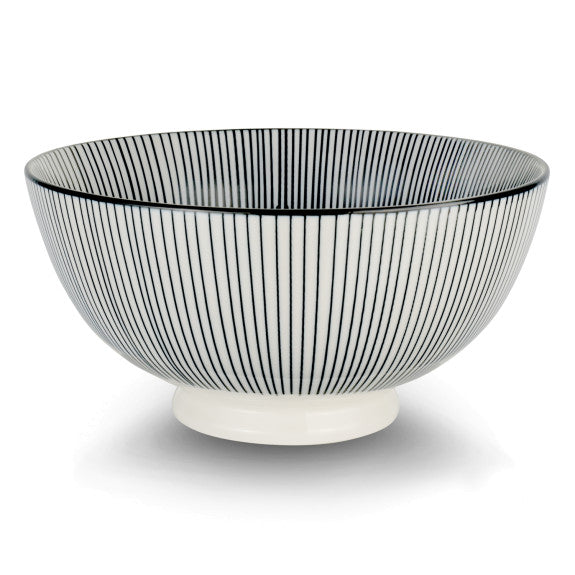 Black and white lined bowl 10cm