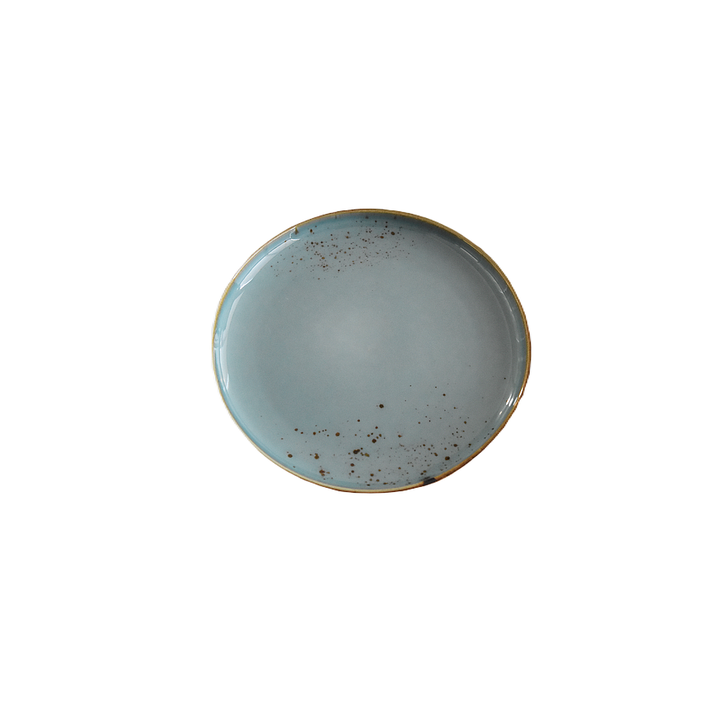 Assiette ronde Terra bleu pâle 7 po