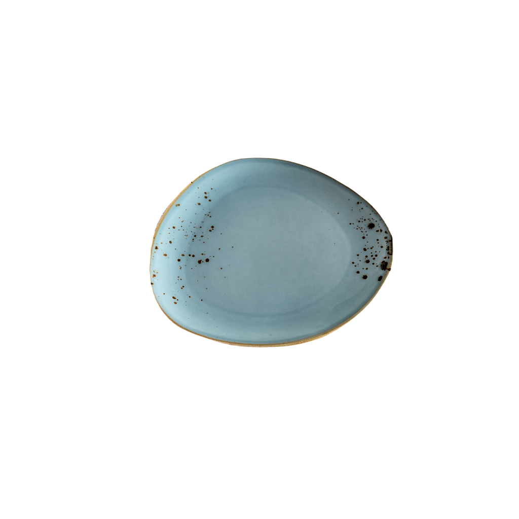 Assiette triangulaire Terra bleu pâle 8,5 po