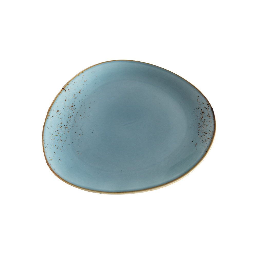 Assiette triangulaire Terra bleu pâle 11,25 po